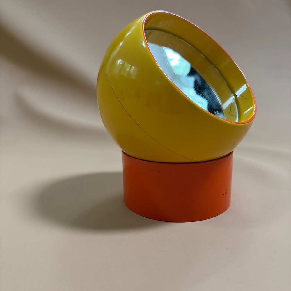 Royal Sealy Japan Vintage Space Age Eyeball Vanity Mirror Yellow Orange Mod MCM
